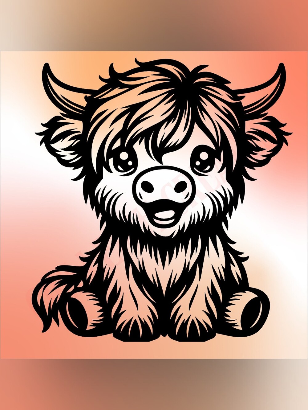 *2 For $10* Cute Sitting Highland Cow Calf  Handcrafted Vinyl Decal Sticker